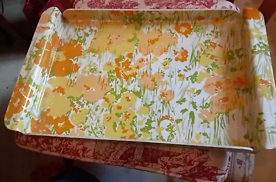 Vintage MCM 1960s 1970s Fiberglass Floral Serving Tray Platter Vintage • $22