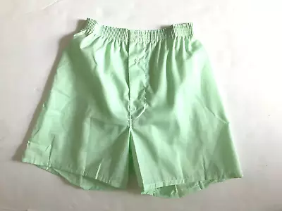 Vintage Mens Classic Green Cotton Blend Snap Fly Boxer Shorts Sz 30 Made USA • $15