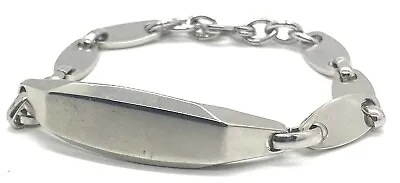 Men's Vintage Signed JB Sterling Silver Engraveable ID Cuff Chain Bracelet 8   • $106.50