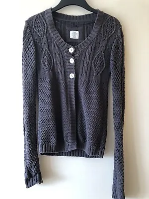 £5.99 • Buy Women’s H&M Logg Cable Knit Cardigan Size Small Dark Grey