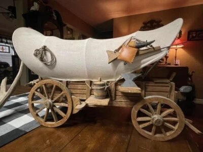 $79.95 • Buy Vintage Handmade Wooden Conetoga Western Covered Wagon Tabletop Size 18  Long