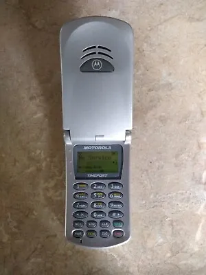 Mercedes Benz Vintage Silver Motorola Timeport Flip Cell Phone Tested • $185