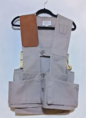 Vintage Bob Allen Shooting Vest Gun Club Brown Leather Right Hand Pad Size S • $22.49