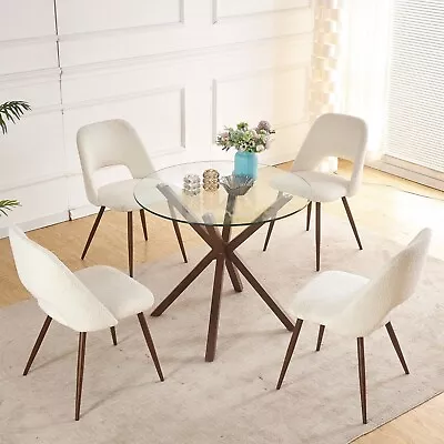 Dining Chairs Set Of 4 Kitchen Chair Set Of 4Teddy Boucle White Dining Chair • $189.99