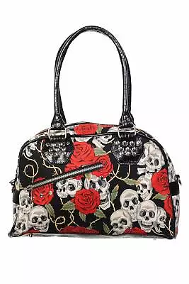 £30.99 • Buy Banned Skull Roses Stud Zip Handbag Shoulder Bag Rockabilly Goth Punk Emo Gift