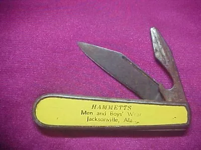 Vintage Advertising Pocket Knife. Hammetts Mens & Boys Wear. Jacksonville AL. • $9