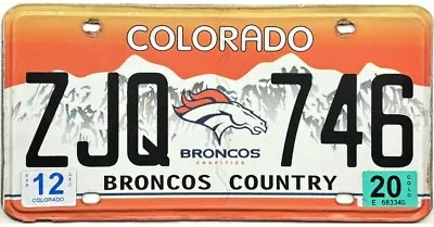 *99 CENT SALE*  2020 Colorado DENVER BRONCOS License Plate #ZJQ 746 No Reserve • $1.25