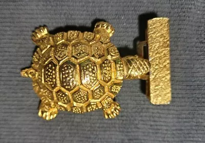 Vintage Women Mimi Di N Hammered Metal Gold Tone Signed Turtle Belt Buckle 1974 • $27.95