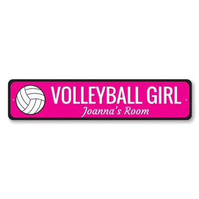 Volleyball Girl Sign Personalized Kid Name Room Metal Wall Decor - Aluminum • $58.05