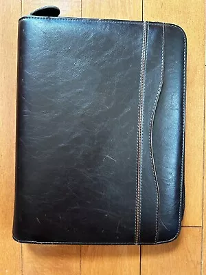 Day-Timer Planner Organizer Brown Genuine Leather Full Zip Around 7 Ring Binder • $18.99