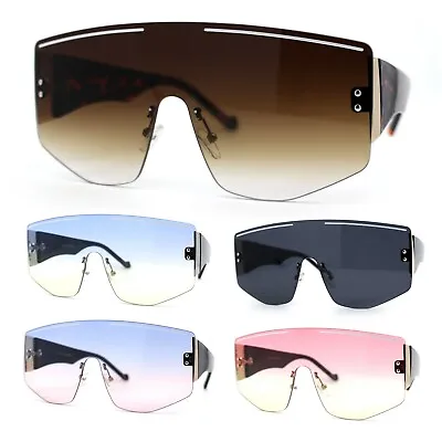 $13.95 • Buy Oversized Shield Curved Top Thick Temple Mob Fashion Sunglasses