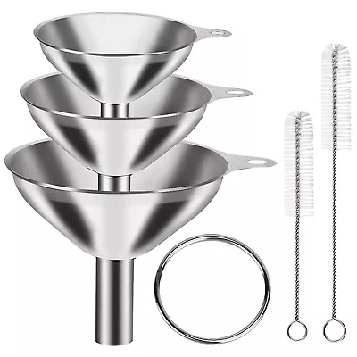 6 Pcs Stainless Steel Mini Funnels For Kitchen Use Large Tiny Small Funnel Set 3 • $9.99