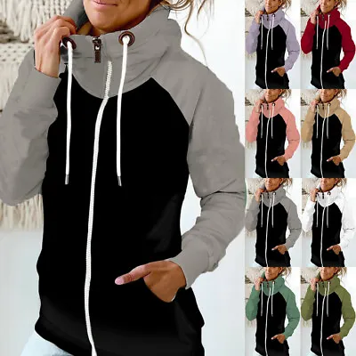 £4.29 • Buy Plus Size Ladies Womens Patchwork Zip Up Hoodie Sweatshirt Jacket Hooded Top UK
