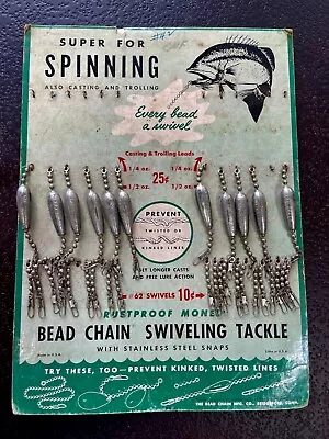 Vintage Bead Chain Mfg Tackle Display Card 1950's • $42.99