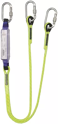 2 Leg Twin Tail Shock Absorbing Height Safety Fall Arrest Lanyard Karabiners • £43.07