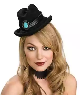 Mini Cowboy Hat Black Western Sheriff Fancy Dress Up Halloween Costume Accessory • $9.77