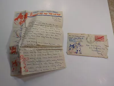 WWII Letter 1945 Dog Sled Letterhead Baltimore Maryland WW II VTG Stationary WW2 • $1.25