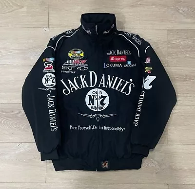 Adult F1 Vintage Racing Jacket Padded Ebroidered Jack Daniels Jacket Black • $75