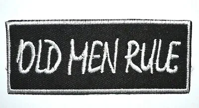 Embroidered OLD MAN RULE Logo Sport Biker Iron/Sew On Patch Message 3.5 X 8.7 Cm • £2.69