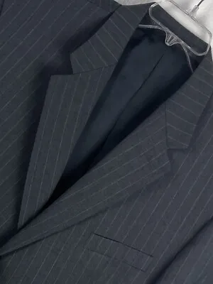 Chaps Woolmark Men’s Blazer Jacket Pinstripe 100% Wool Size 48 Regular Gray EUC • $34.99