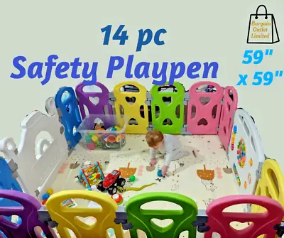 Playpen Kids Activity Centre 14 Panels Multi Colour Extra Large Safety Gate • £74.99