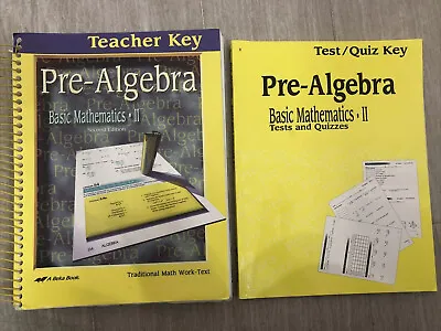 A-Beka Pre Algebra Basic Math II Teachers Key 2nd Edition; Test Quiz Key • $17.99