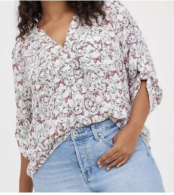 TORRID Disney Aristocats Georgette Marie White Harper Pullover Blouse • $36