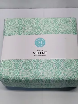 Martha Stewart Queen Size 6 Piece Sheet Set 100% Polyester Vine Medallion Print • $39.95