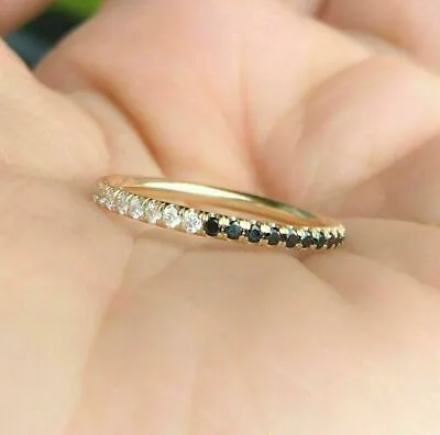 2Ct Round Black &White Lab-Created Wedding Band Ring 14K Yellow Gold Plated • $34.99
