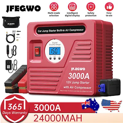 JF.EGWO 3000A Car Jump Starter 150PSI Air Compressor Power Bank Battery Charger • $149.99