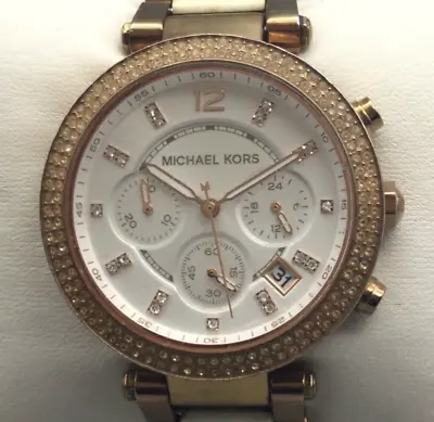 Michael Kors Parker Chronograph Watch Rose Gold Tone Date New Battery 6  • $35.99