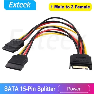 $4.65 • Buy SATA 15pin Hard Disk Power Male To 2 Female Splitter Y 1 To 2 Extension Cable