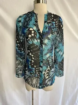 MARCIANO Silk Size XS Silk Sheer Butterfly Print Oversized To Layer Tunic Top XS • $19.99