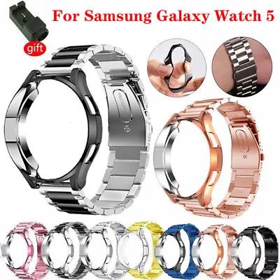 For Samsung Galaxy Watch 6 5 4 40 44mm Watch 5 Pro Metal Band Strap + Case Cover • $18.04