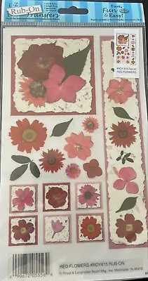 EZ Rub On Transfers BNIP Red Flowers Card Making Scrapbooking Embellishments • £1.49