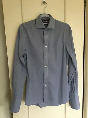 M & S Sartorial Shirt.  Collar 14.5/chest 39”. French  Cuffs. Blue & White Check • £10.50