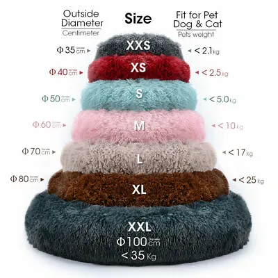 £16.99 • Buy UK Warm Pet Calming Beds Comfy Fluffy Dog Bed Cat Nest Mattress Donut Pad S~XL