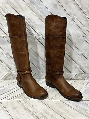 Frye Melissa Seam Women Tall Riding Boots Distressed Brown Leather 4001 Sz 6.5B • $69.77