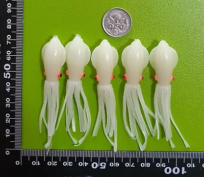 10 X DFS Soft Plastic SQUID Lure 65mm LUMINOUS LUMO • $16.70