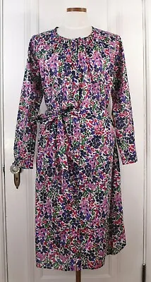 NWT J. CREW EASY TIE WAIST COTTON DRESS WATERMARK FLORAL PRINT Sz. S (Oversized) • $64.50