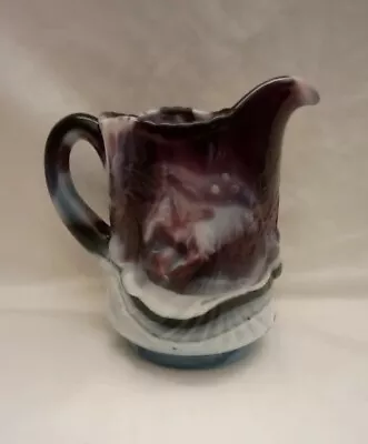 L.G. Wright Purple Slag Glass Cherry Swirl Pattern Pitcher 4 3/4  Tall Made USA  • $29.99