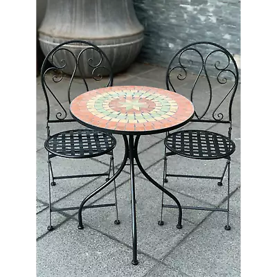 Patio Setting Capri Mosaic Steel 3 Piece Bistro Balcony Garden Furniture Outdoor • $439