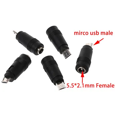 2Pcs DC 5.5*2.1mm Female Jack Plug To Micro USB 5pin Male Power ConY-WR • $1.36