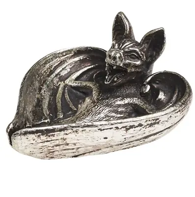 Alchemy Gothic Vampyr Bat Silver Resin Trinket Dish Goth Vampire Wings Bowl V61 • $26.50