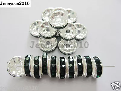 100p Czech Crystal Rhinestone Silver Rondelle Spacer Beads 4mm 5mm 6mm 8mm 10mm  • $3.78