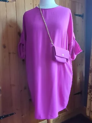 Made In Italy. Tunic Dress Plus Small Bag. BNWoT. Magenta. See Description • £18.99