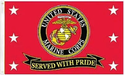 US Marine Corps Served With Pride Full Sized Flag 3'x5' Made In USA • $12.88