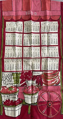 Vera Neumann Ladybug 1965 Calendar Linen Tea Towel Fruit Stand RARE Wall Art NEW • $49