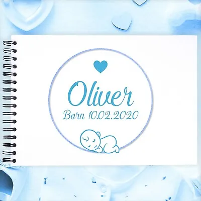 Personalised Boy Baby Shower Scrapbook Photo Album Gender Reveal Gift A3/A4/A5 • £8.99