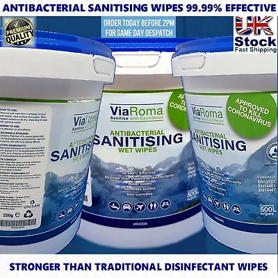 £15.99 • Buy Antibacterial Via Roma Sanitising Wet Wipes 99.99% Effective & Water Based Safe